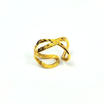 Aukso spalvos netaisyklingo pynimo žiedas