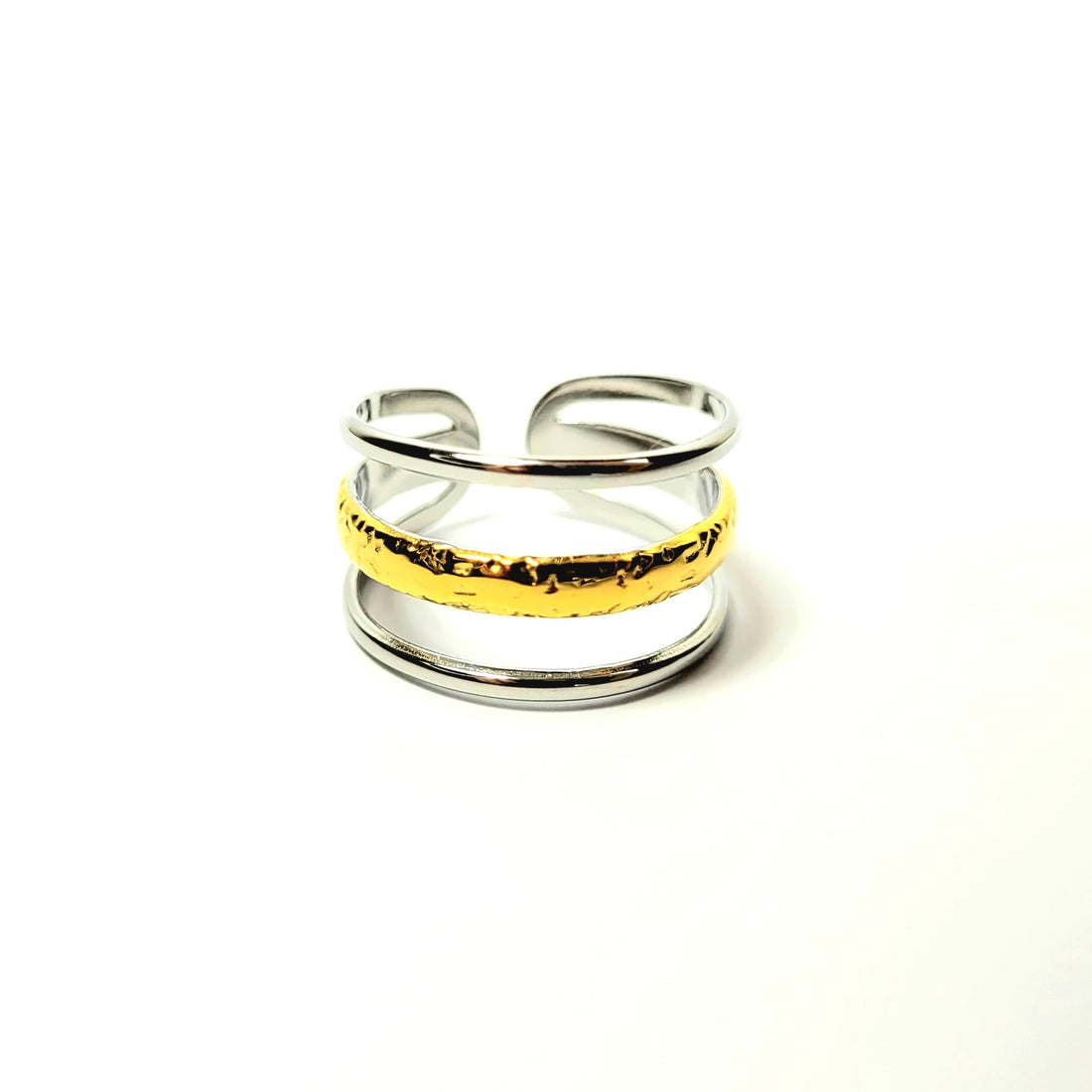 Dviejų spalvų 3 linijų žiedas