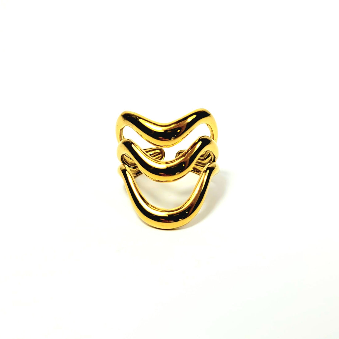 Aukso spalvos lenktų linijų žiedas