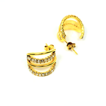 Auskarai su dviem cirkonio akmenukų eilėmis