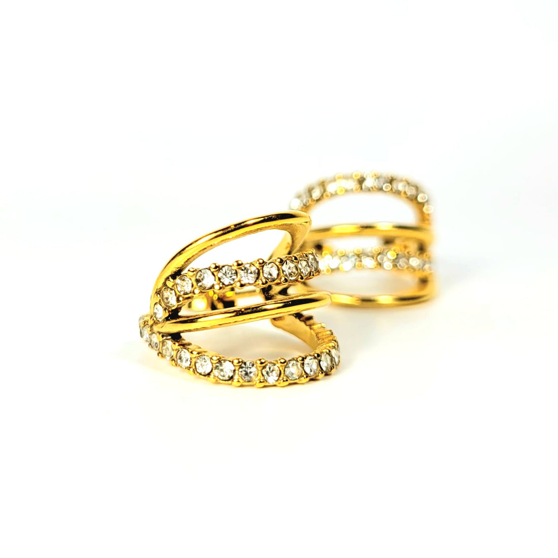 Auskarai su dviem cirkonio akmenukų eilėmis