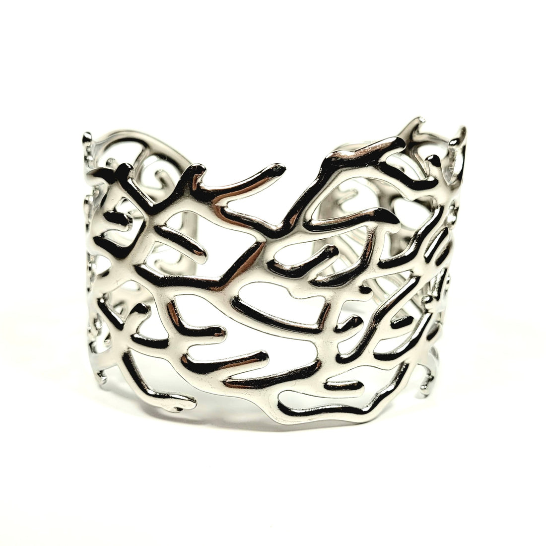 Sidabro spalvos standi šakų motyvo apyrankė