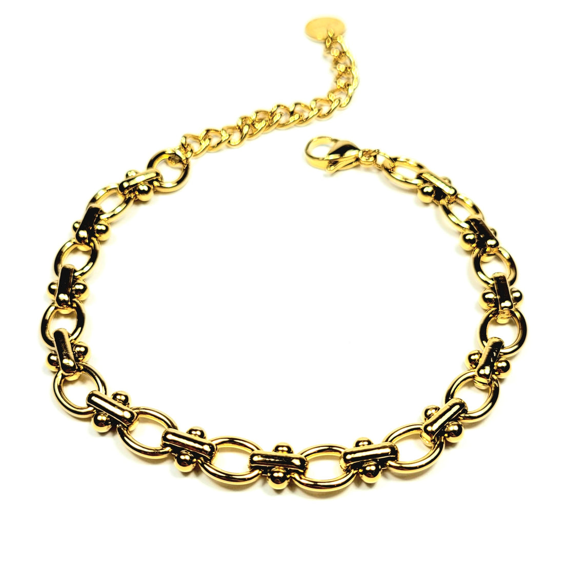 Grandinėlės stiliaus apyrankė su dekoratyviniais nareliais