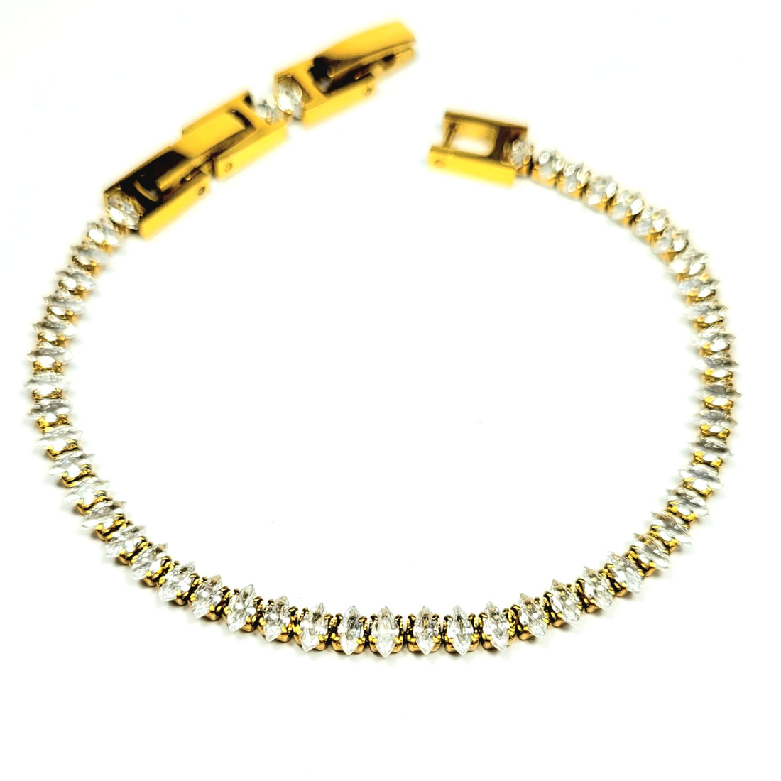 Klasikinė aukso spalvos apyrankė su cirkoniais