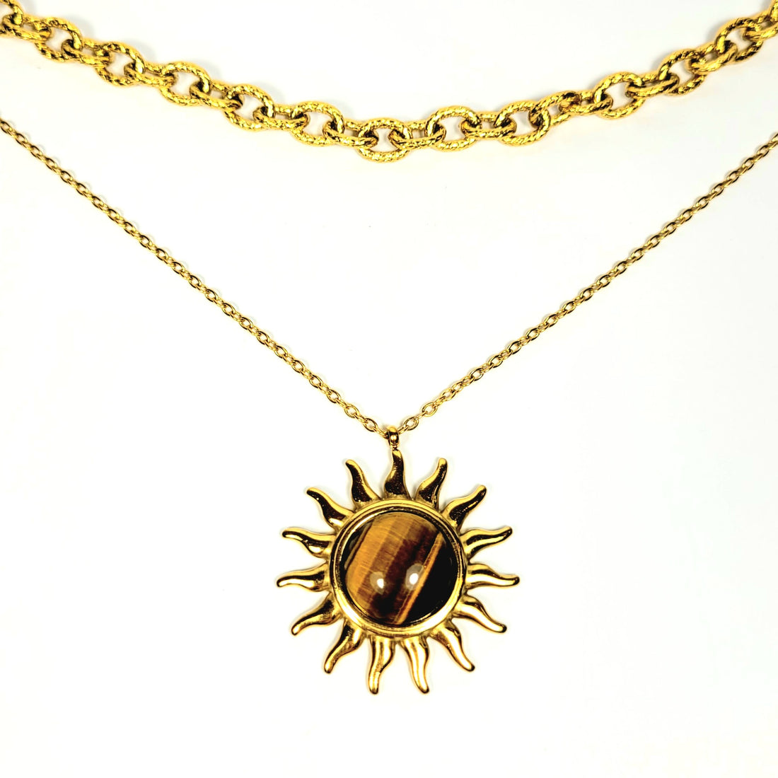 Dviguba grandinėlė su saulės formos pakabuku