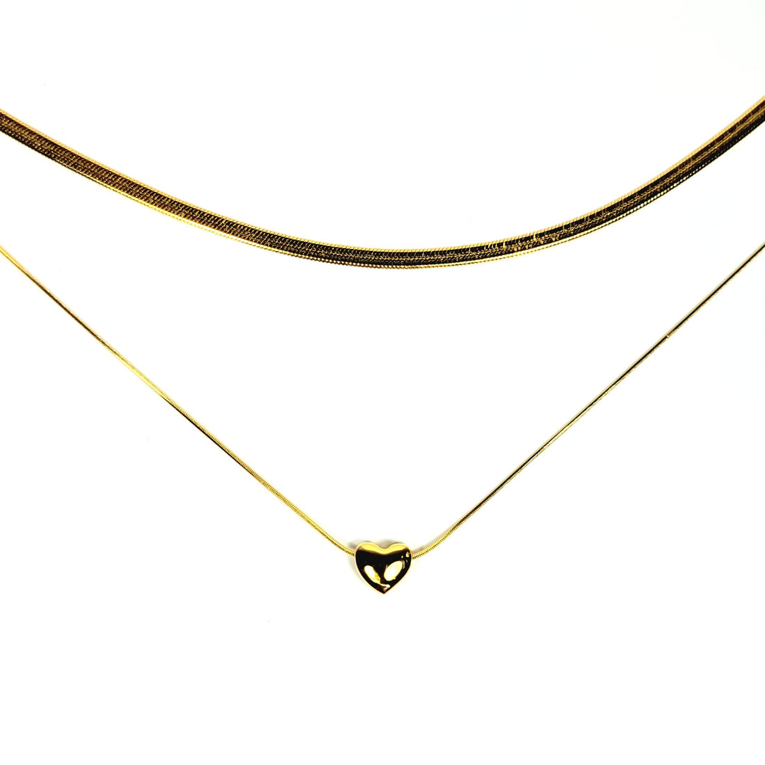 Dviguba grandinėlė su širdelės pakabuku