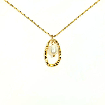 Aukso spalvos grandinėlė su pakabuku ir perlu