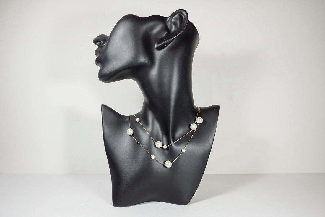 Paauksuotas kaklo papuošalas su perliukais