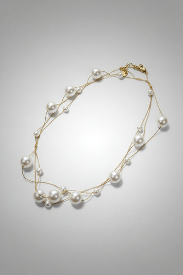 Paauksuotas kaklo papuošalas su perliukais