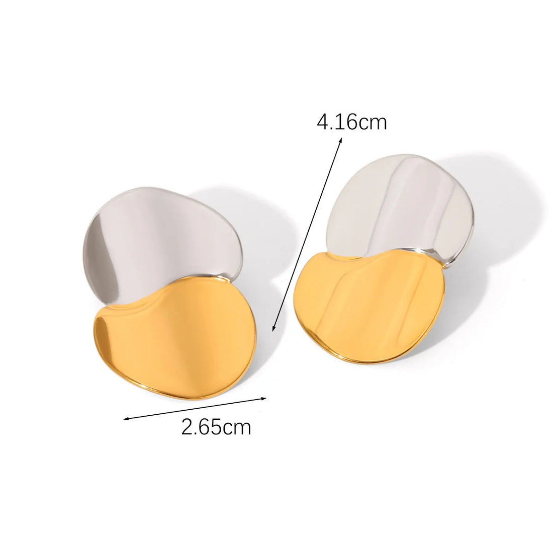 Modernūs auskarai su aukso ir sidabro spalvų deriniu