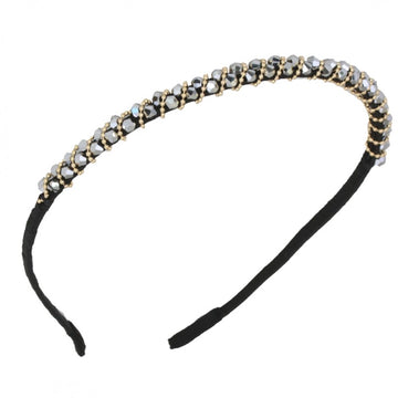 Siauras plaukų lankelis su pilkos spalvos karoliukais