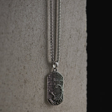 Sidabro spalvos 70cm kaklo papuošalas su skorpiono zodiaku