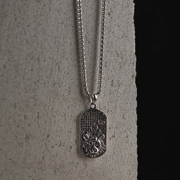 Sidabro spalvos 70cm kaklo papuošalas su liūto zodiaku