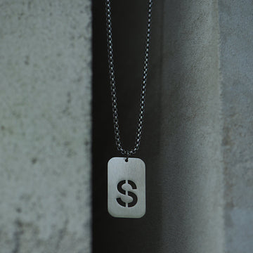 Sidabro spalvos pakabukas S raidė su grandinėle, 70 cm